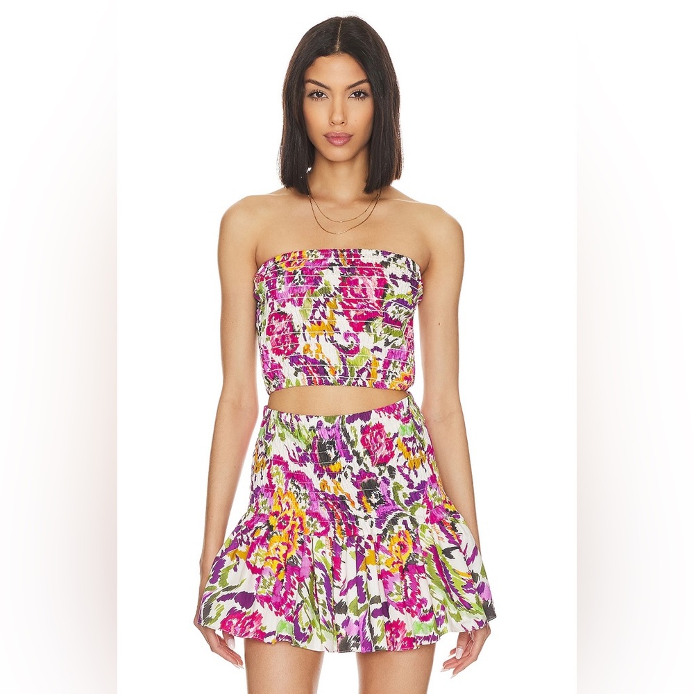 NWT- MISA Roksana Bandeau in Flora Splash Tube Top and Mini Skirt Set- Large